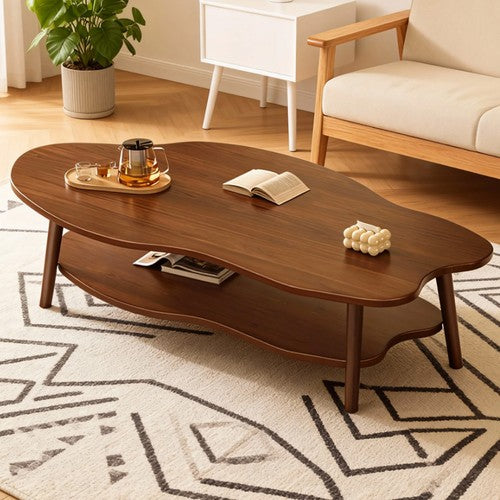 2-Tier Cloud Shape Coffee Table Modern Storage Side Table 60x60x42cm White UK