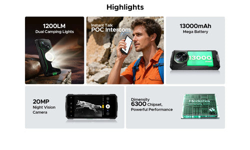 DOOGEE Fire 7 Pro Rugged Smartphone 64MP 16MP 13000mAh 5G Android 256GB UK