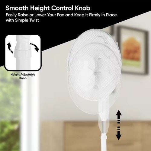 Premium 16" Pedestal Fan White Oscillating 3 Speed Quiet Adjustable Standing UK