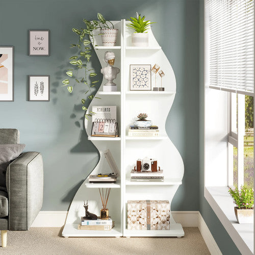 Tribesigns 5-Tier Corner Bookshelf Modern Industrial Designer Storage Display UK