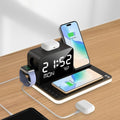 7 in 1 Wireless Charging Station Dual Phone Dock Clock Light Fast Charger UK