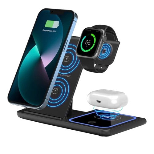 3-in-1 Wireless Charging Station Foldable Qi Charger Phone Watch Earbuds USB-C U