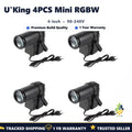 U'King 4PCS Mini LED Pinspot Lights RGBW DMX512 Stage DJ Party Disco UK