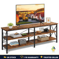 TV Unit 160cm TV Stand Cabinet 3-Tier Storage Shelves Rustic Brown Farmhouse UK
