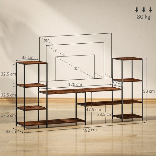 Industrial Modern TV Stand for TVs up to 55in Metal Frame Wood Media Console UK