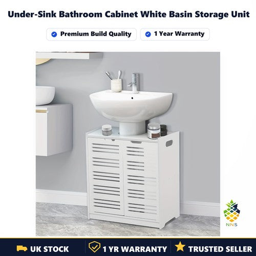 Under-Sink Bathroom Cabinet White Basin Storage Unit Freestanding 60x30x60cm UK