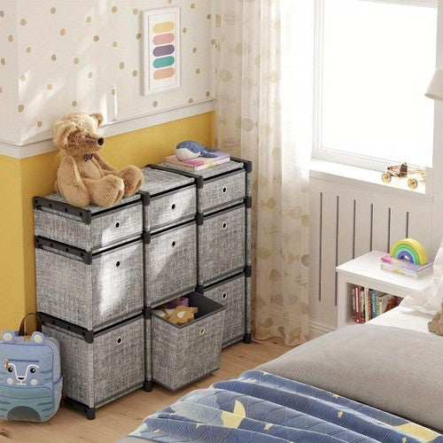 9-Cube Drawer Organiser Canvas Storage Unit Bookcase 83.5x30x79.5cm Bedroom UK