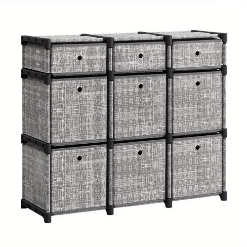 9-Cube Drawer Organiser Canvas Storage Unit Bookcase 83.5x30x79.5cm Bedroom UK