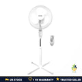 16in Pedestal Fan Remote Control Oscillating Adjustable Height Timer White UK