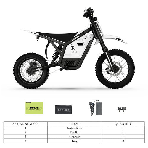 VIPCOO 3500W Electric Dirt Bike 48V 23AH 12/14-inch Off Road Track Race Fast MTB