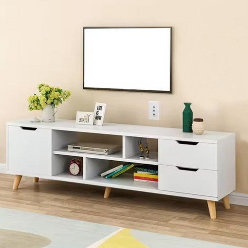 140cm TV Stand Cabinet Entertainment Unit Foldable Drawers Open Shelves UK