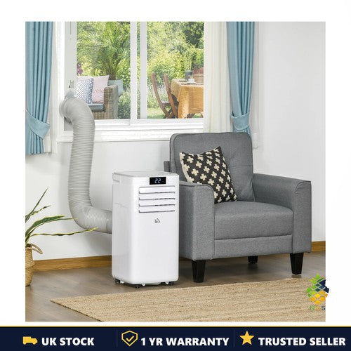 HOMCOM 7000 BTU Portable 4 in 1 Air Conditioner Dehumidifier Fan Swing White AC