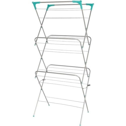 Clothes Airer Foldable Alloy Steel 15m 15kg Corner Hooks Sock Dryer Grey UK