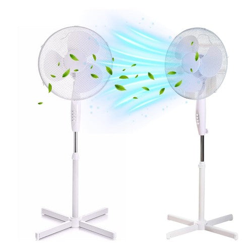 Pedestal Fan 17in Extendable Oscillating 3-Speed Adjustable Height Tiltable UK