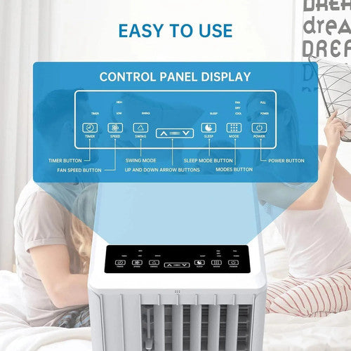 HiMISS Portable Air Conditioner 7000 Btu AC Cooling Dehumidifying Fan Remote