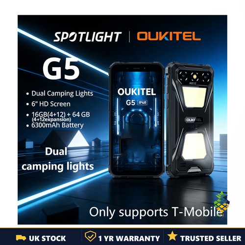 Rugged Smartphone 16GB 256GB 6300mAh 6in HD 13MP IP68 Waterproof Camping Light
