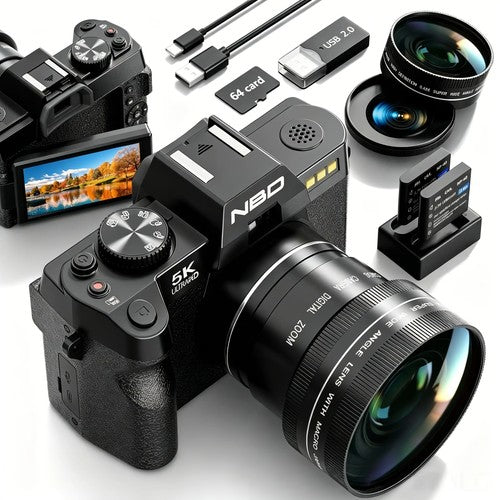 NBD Digital Camera 5K 64MP 16X Zoom WiFi Flip Screen Camcorder Vlogging YouTube