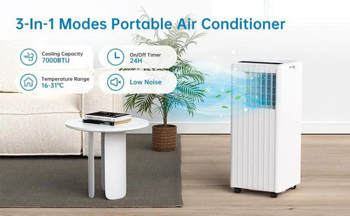 NNS Adoolla 7000 BTU Portable Air Conditioner 3in1 Cooling Dehumidifier Fan UK