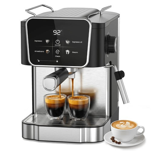 20 Bar Espresso Machine Steam Milk Frother Touch Screen 1.8L Latte Cappuccino UK