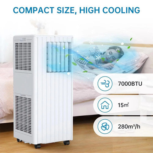 HiMISS Portable Air Conditioner 7000 Btu AC Cooling Dehumidifying Fan Remote