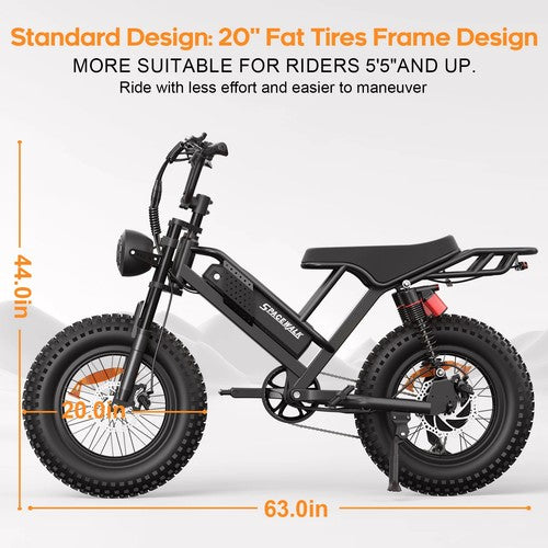 Spacewalk M7 Electric Bike 1500W Peak 48V 15Ah 20in Fat Tyre Off Road EBike