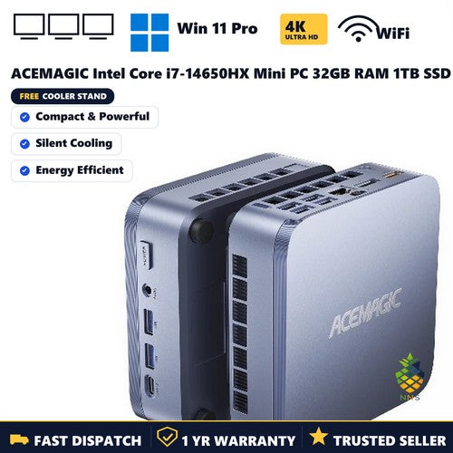 ACEMAGIC FAST Intel i7-14650HX Mini PC 32GB RAM 1TB SSD Win11 Pro Triple 4K
