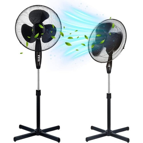 16" Pedestal Fan Mesh Guard 40W Adjustable Height Cross Base Home Office UK