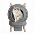 60L Cat Litter Box Anti-Pinch Sensor Odour Isolation Large Enclosed Cat Toilet - Cool Grey