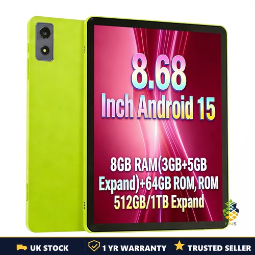 ANRY 8.68 inch Android 15 Tablet 64GB WiFi Bluetooth Dual Cameras 12000mAh UK