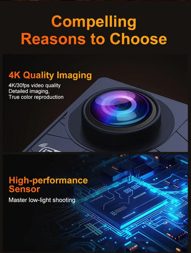 NNS Action Camera 4k Ultra FHD Remote control IP68 sport cam 120° Android iOS