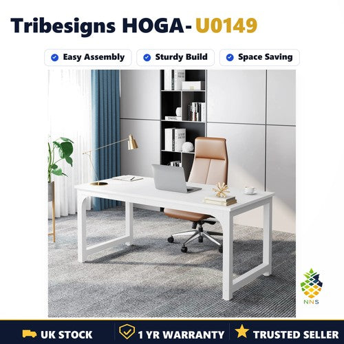 Tribesigns HOGA-U0149 Large Office Desk Computer Study Table Sturdy Wood UK
