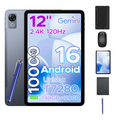 NNS P12 12in Android Tablet 8GB 128GB 5G 120Hz 2.4K 10000mAh + Keyboard UK - Grey