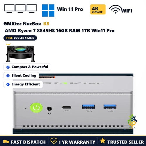 GMKtec NucBox K8 AMD Ryzen 7 8845HS Mini PC Barebone (No RAM/SSD) WiFi 6E UK