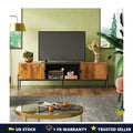 TV Stand Cabinet for TVs up to 65in Open Shelf 2 Cabinets 147x37cm Wooden Unit U