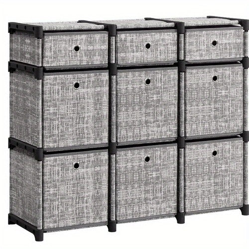 9-Cube Drawer Organiser Canvas Storage Unit Bookcase 83.5x30x79.5cm Bedroom UK