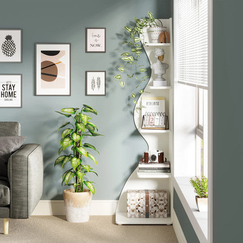 Tribesigns 5-Tier Corner Bookshelf Modern Industrial Designer Storage Display UK