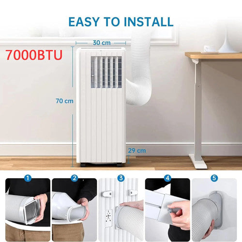 HiMISS Portable Air Conditioner 7000 Btu AC Cooling Dehumidifying Fan Remote