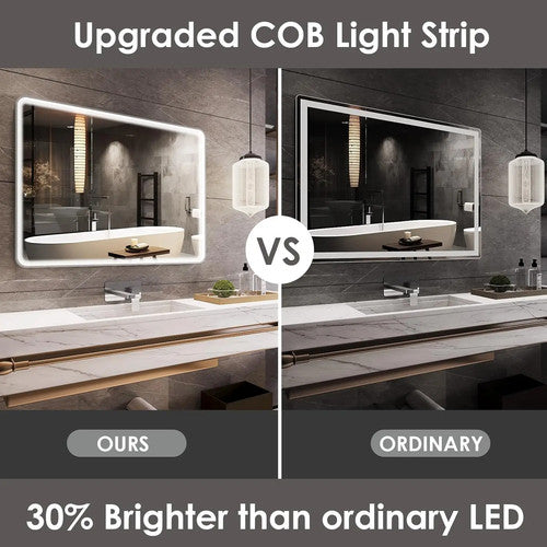LED Modern Bathroom Vanity Mirror Illuminated Glass Aluminium Frame Anti Fog UK
