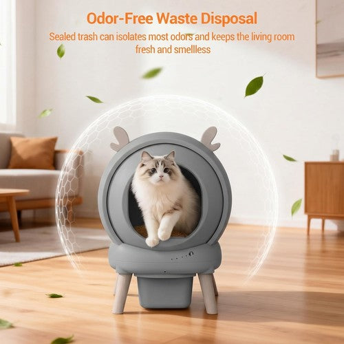 60L Cat Litter Box Anti-Pinch Sensor Odour Isolation Large Enclosed Cat Toilet