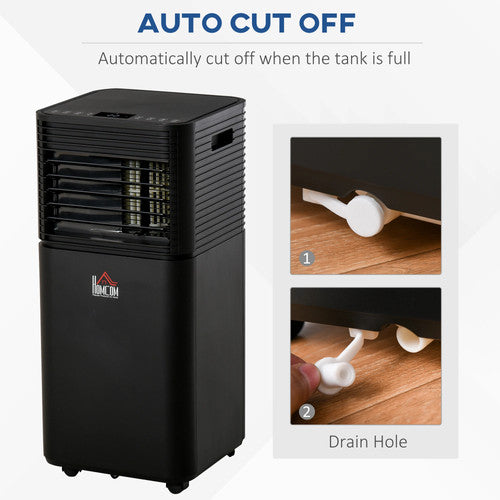 HOMCOM 7000BTU Portable Air Conditioner Cool 4 Modes LED Display Timer Black UK