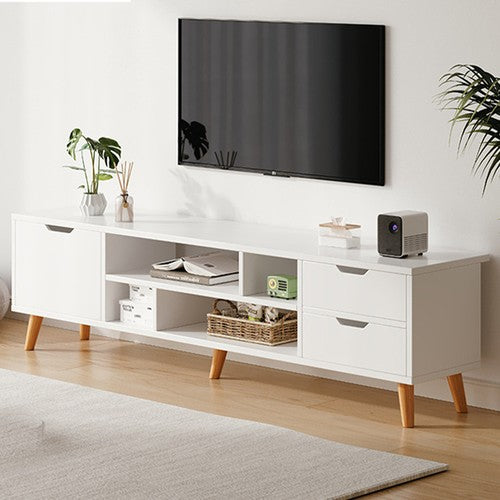 140cm TV Stand Cabinet Entertainment Unit Foldable Drawers Open Shelves UK