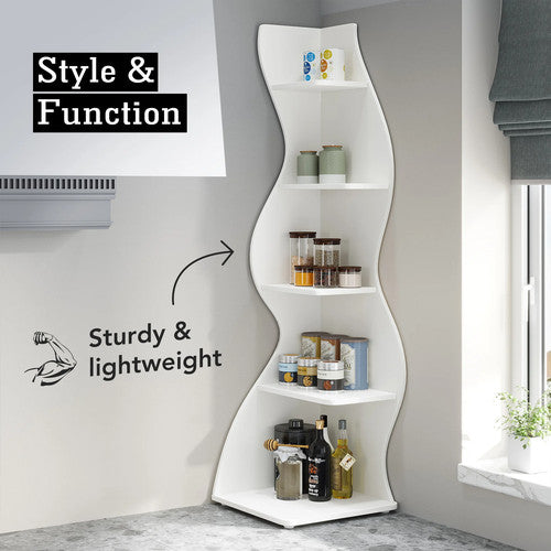 Tribesigns 5-Tier Corner Bookshelf Modern Industrial Designer Storage Display UK