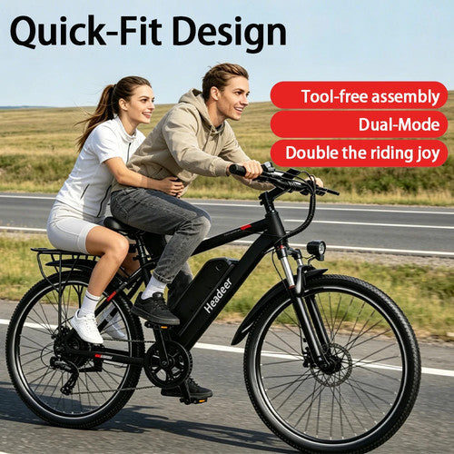 HEADEER BK1350 Electric Bike 250W 48V 15Ah 26" City Commuter E-Bike Rear Rack