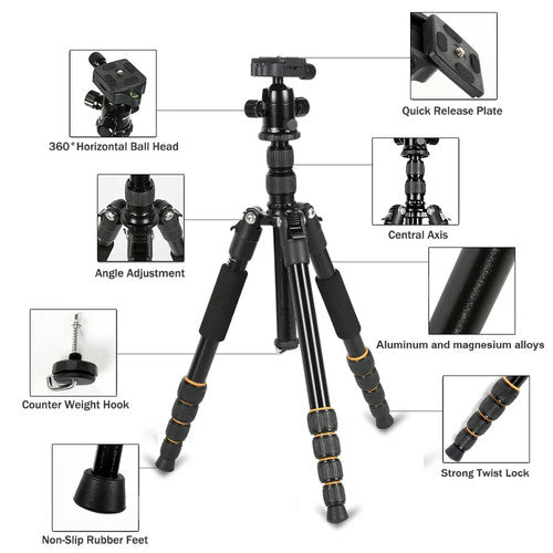 Walking Way Q666 Professional Camera Tripod Phone Stand Tripod Portable Travel