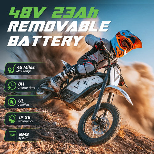VIPCOO 3500W Electric Dirt Bike 48V 23AH 12/14-inch Off Road Track Race Fast MTB
