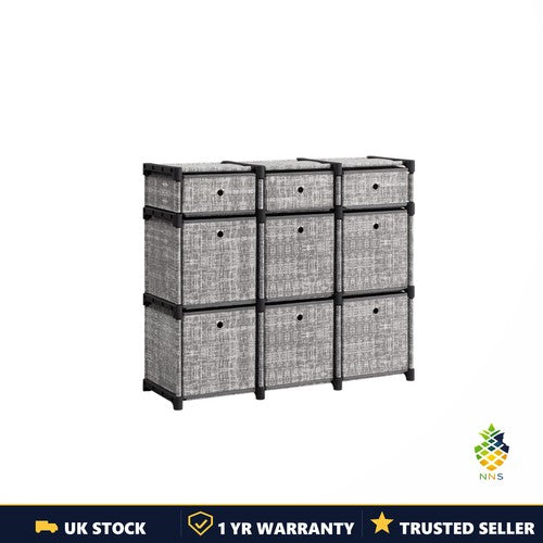 9-Cube Drawer Organiser Canvas Storage Unit Bookcase 83.5x30x79.5cm Bedroom UK