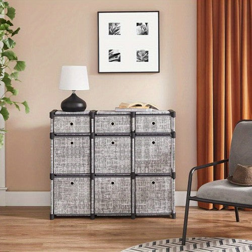 9-Cube Drawer Organiser Canvas Storage Unit Bookcase 83.5x30x79.5cm Bedroom UK