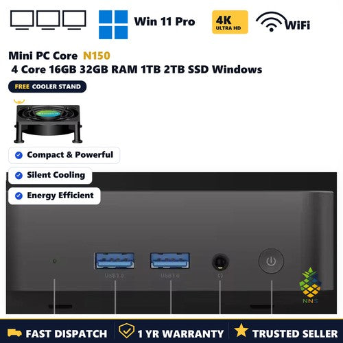 Mini PC Core N150 4 Core 16GB 32GB RAM 1TB 2TB SSD Windows 11 WIFI6 BT5.2 4K