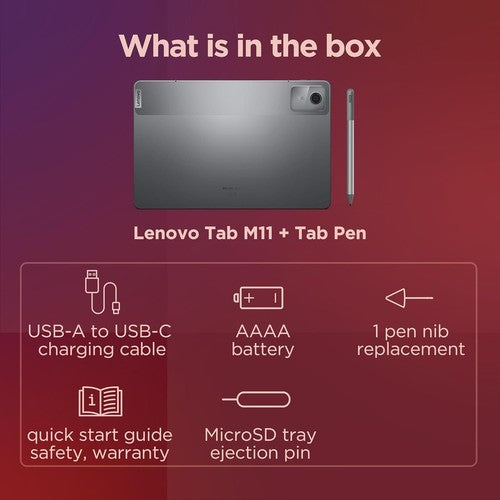 Lenovo Tab M11 Android Tablet 11 Inch Full HD 4GB 128GB WiFi + Tab Pen Grey UK