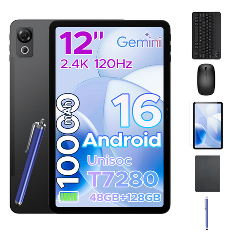 NNS P12 12in Android Tablet 8GB 128GB 5G 120Hz 2.4K 10000mAh + Keyboard UK